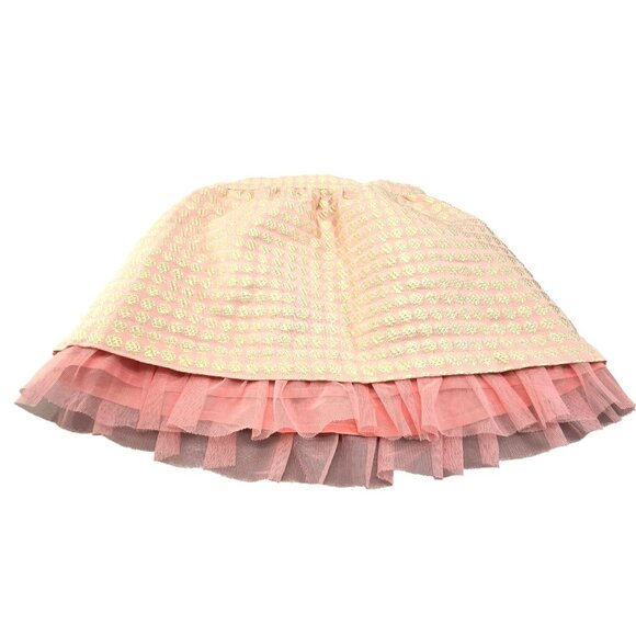 Gold & Pink Metallic Toddler Skirt Polka Dot Tulle Layer Elastic Waist 3T JJ3928 - Picture 2 of 7